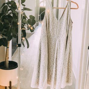 Elegant White Lace A-line Dress || Lane Bryant